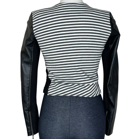 XOXO black white stripe faux leather jacket small - Picture 3 of 7